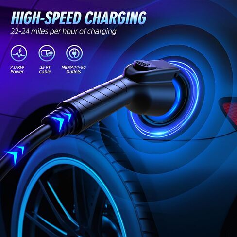 Level 2 EV Charger Home Electric Vehicle Charging Station 32A Outdoor EVSE with WiFi NEMA 14-50 Plug, 25 FT Cable, 240V in Saudi Arabia