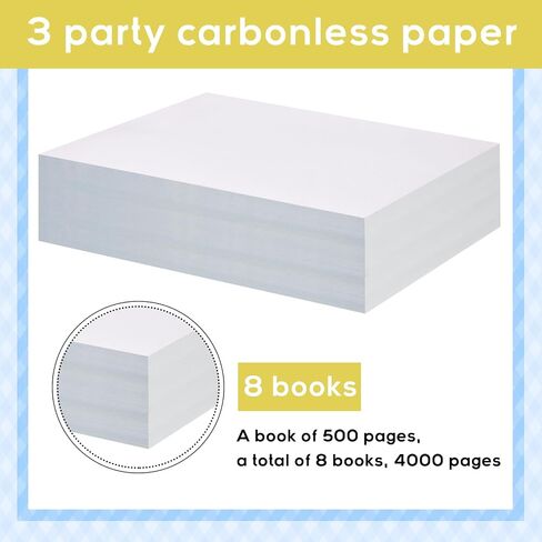 Qeeenar 4000 Sheets /1340 Sets 8-1/2 x 11 Inch Carbon Copy Paper 3 Part Carbon Paper Sheets NCR Paper Straight Carbonless Sheets for Printer Laser Ink Jet Printer (Bright White/Canary/Pink) in Saudi Arabia