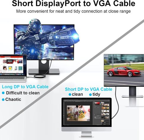كابل DisplayPort إلى VGA بطول 3 أقدام، 2 حزمة من منفذ العرض DP إلى VGA سلك محول ذكر إلى ذكر فيديو عالي الدقة 1080 بكسل للكمبيوتر والشاشة والتلفزيون وجهاز العرض in Saudi Arabia