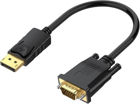 كابل DisplayPort إلى VGA بطول 3 أقدام، 2 حزمة من منفذ العرض DP إلى VGA سلك محول ذكر إلى ذكر فيديو عالي الدقة 1080 بكسل للكمبيوتر والشاشة والتلفزيون وجهاز العرض in Saudi Arabia