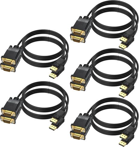 DisplayPort to VGA Cable 3 Ft, 2-Pack Display Port DP to VGA Adapter Cord Male to Male HD Video 1080P for Computer, Monitor, TV, Projectorr | Unibidirectional, Compatible with for Computer, Monitor, TV, Projector and More in Saudi Arabia
