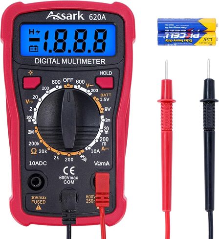 Digital Multimeter Voltage Tester, Assark 2000 Counts Multimeter Measure AC DC Voltage DC Current, Meter Tester Test Volt Ohm Amp Diode Continuity,Resistance,Backlit LCD Display,Data Hold Function in Saudi Arabia