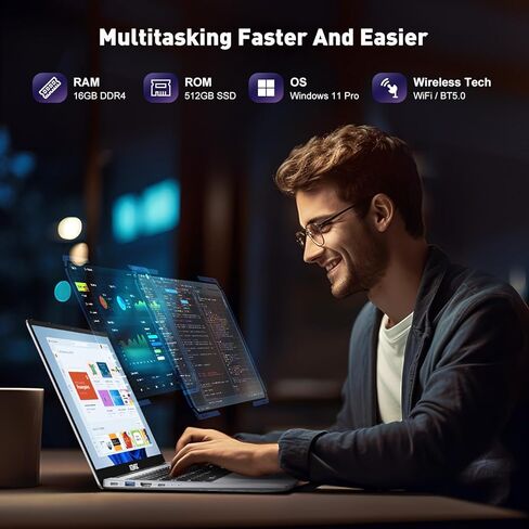 ACEMAGIC Laptop Computer 16GB DDR4 512GB SSD Quad-Core Intel N95(Up to 3.4GHz), 15.6 inch 1080P FHD Traditional Laptops, Metal Shell, WiFi, BT5.0, WiFi, BT5.0, Webcam, Type_C, USB3.2 in Saudi Arabia