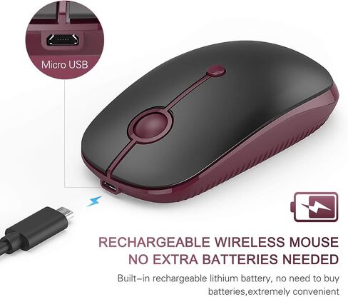 ماوس لاسلكي من VssoPlor نوع C، ماوس USB C MacBook لاسلكي مزدوج الوضع مع جهاز استقبال USB ونوع C متوافق مع أجهزة الكمبيوتر الشخصية والكمبيوتر المحمول وماك بوك وجميع الأجهزة من النوع C - أسود وفضي in Kuwait