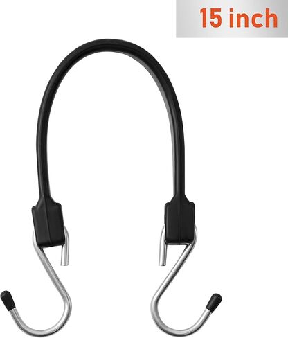 HOMESTEAD 15-inch Rubber Bungee Cords with Hooks, Premium EPDM Tie Down Strap for Outdoor - 10 Packs in Kuwait