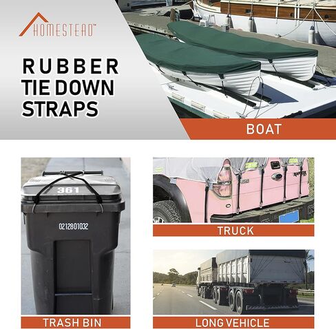 HOMESTEAD 15-inch Rubber Bungee Cords with Hooks, Premium EPDM Tie Down Strap for Outdoor - 10 Packs in Kuwait