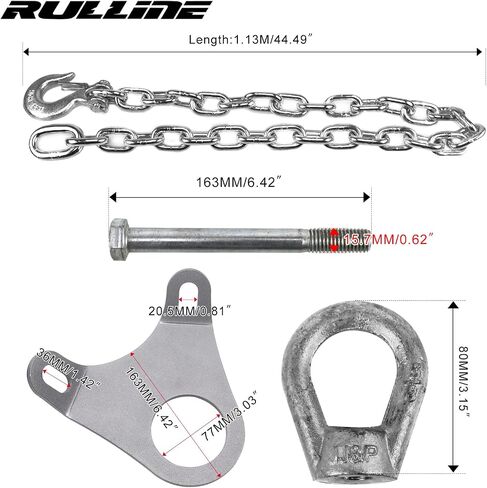 مجموعة سلاسل أمان الاتصال النهائي للمقطورة من RULLINE - ملحقات سحب لوحة سلاسل الأمان ذات الاتصال النهائي للعجلة الخامسة مع أغلال 1/2 بوصة in Kuwait
