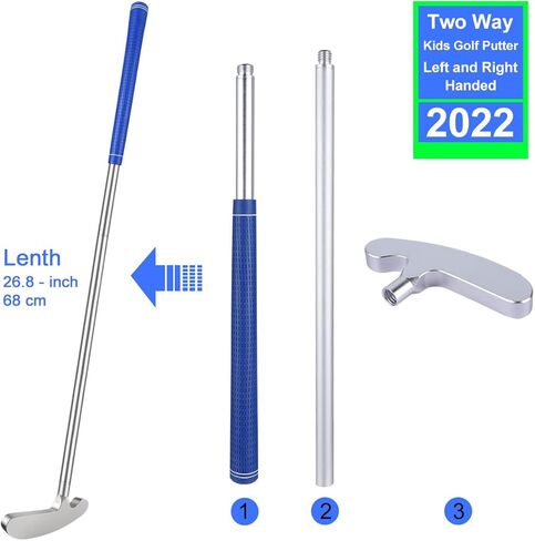 نوادي الجولف للأطفال من Wassteel، مضرب جولف من سبائك الألومنيوم 6063 لليد اليمنى/اليسرى في الأماكن المغلقة/الخارجية، مجموعة جولف للأطفال، هدية مضارب جولف صغيرة مع 5 كرات جولف بلاستيكية لعمر 5 6 7 8 9 سنوات للأولاد والبنات - فضي in Kuwait