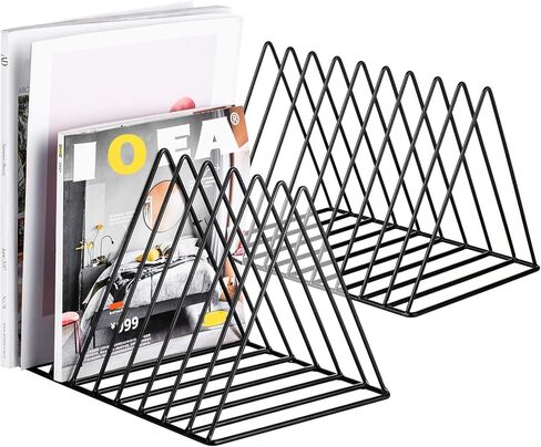 2 Pcs Magazine Holder,Desktop File Sorter Organizer Triangle Bookshelf Decor Home Office,Photography Props（Black） in Kuwait