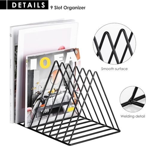 2 Pcs Magazine Holder,Desktop File Sorter Organizer Triangle Bookshelf Decor Home Office,Photography Props（Black） in Kuwait