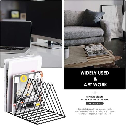 2 Pcs Magazine Holder,Desktop File Sorter Organizer Triangle Bookshelf Decor Home Office,Photography Props（Black） in Kuwait