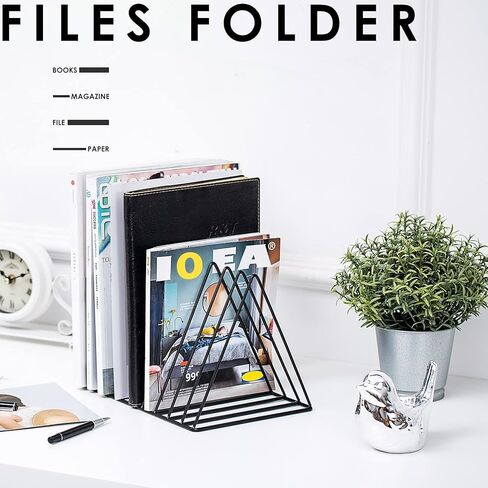 2 Pcs Magazine Holder,Desktop File Sorter Organizer Triangle Bookshelf Decor Home Office,Photography Props（Black） in Kuwait