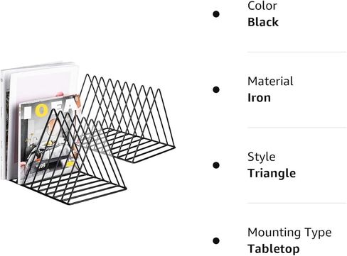 2 Pcs Magazine Holder,Desktop File Sorter Organizer Triangle Bookshelf Decor Home Office,Photography Props（Black） in Kuwait