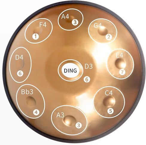 Yasisid Handpan Drum في D Minor 9 ملاحظات 440 هرتز 22 بوصة طبلة يدوية فولاذية مع سلاسل حافة in Kuwait