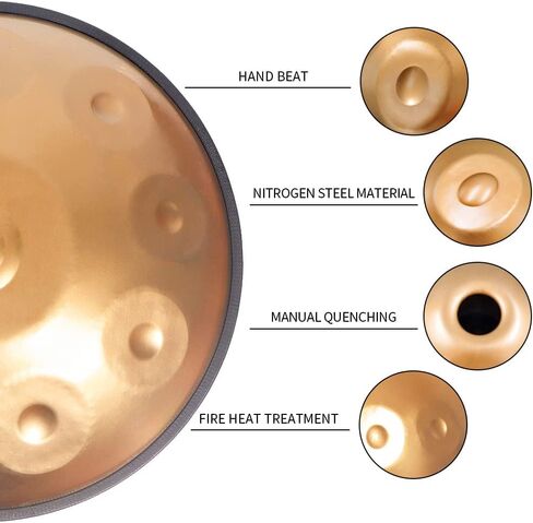 Yasisid Handpan Drum في D Minor 9 ملاحظات 440 هرتز 22 بوصة طبلة يدوية فولاذية مع سلاسل حافة in Kuwait