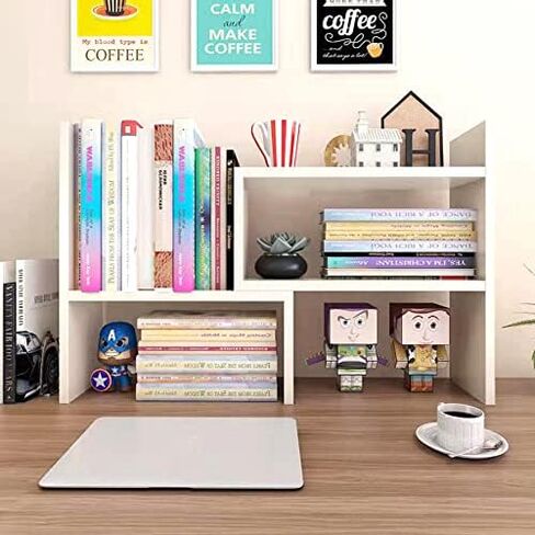 Linch Desktop Bookshelf, Wood Adjustable Desktop Storage Organizer, Office Storage Rack, Display Shelf Rack, Desk Organizer in Saudi Arabia