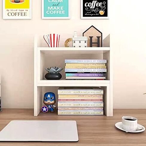Linch Desktop Bookshelf, Wood Adjustable Desktop Storage Organizer, Office Storage Rack, Display Shelf Rack, Desk Organizer in Saudi Arabia