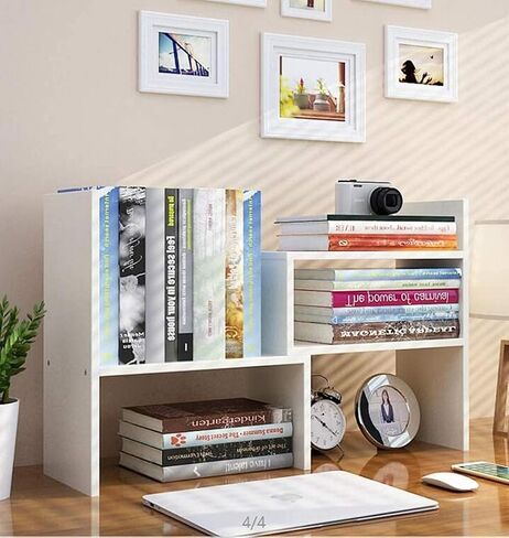 Linch Desktop Bookshelf, Wood Adjustable Desktop Storage Organizer, Office Storage Rack, Display Shelf Rack, Desk Organizer in Saudi Arabia