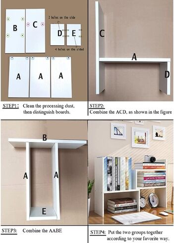 Linch Desktop Bookshelf, Wood Adjustable Desktop Storage Organizer, Office Storage Rack, Display Shelf Rack, Desk Organizer in Saudi Arabia