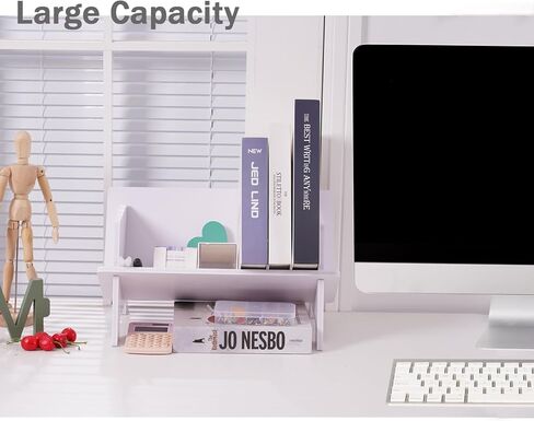 Desktop Small Bookshelf Organizer, Tabletop Mini Bookcase Desk Storage Magazine Holder CD Rack for Office Home in Saudi Arabia