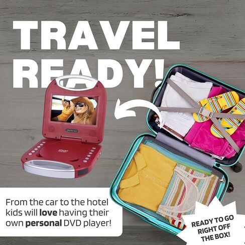 PROSCAN ELITE Portable DVD Player (7 Inch) - You Will Love This Pink Multimedia Player That Comes Complete With Earphones, Remote Control, and Convenient Carrying Handle | It Plays CD's, DVD's, MP3's. in Saudi Arabia