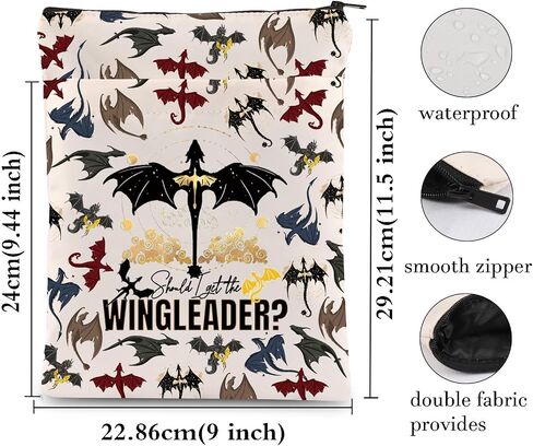 KEYCHIN Four Wing Dragon Rider Book Sleeve Empyrean Bookish Gifts Should I Get The Wing Leader Book Covers Ya Fantasy Book Lover Gifts (Wing Leader-Black) in Saudi Arabia