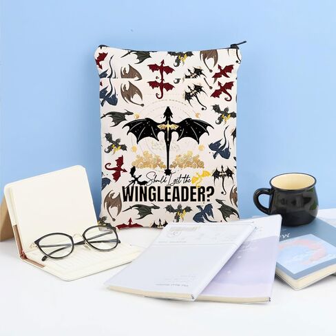 KEYCHIN Four Wing Dragon Rider Book Sleeve Empyrean Bookish Gifts Should I Get The Wing Leader Book Covers Ya Fantasy Book Lover Gifts (Wing Leader-Black) in Saudi Arabia