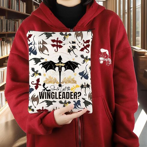 KEYCHIN Four Wing Dragon Rider Book Sleeve Empyrean Bookish Gifts Should I Get The Wing Leader Book Covers Ya Fantasy Book Lover Gifts (Wing Leader-Black) in Saudi Arabia