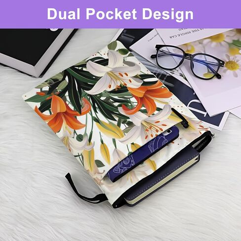 Carnation Flower Gifts Book Sleeve Bookish Book Cover Mom Flower Gifts Mother's Day Gifts for Grandma Mother Aunt Sister Book Protector Pouch for Paperbacks Birthday Anniversary Christmas Gifts in Saudi Arabia