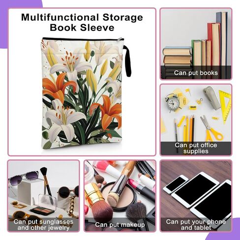 Carnation Flower Gifts Book Sleeve Bookish Book Cover Mom Flower Gifts Mother's Day Gifts for Grandma Mother Aunt Sister Book Protector Pouch for Paperbacks Birthday Anniversary Christmas Gifts in Saudi Arabia