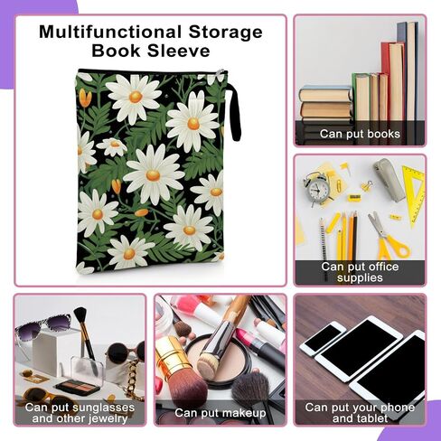Carnation Flower Gifts Book Sleeve Bookish Book Cover Mom Flower Gifts Mother's Day Gifts for Grandma Mother Aunt Sister Book Protector Pouch for Paperbacks Birthday Anniversary Christmas Gifts in Saudi Arabia