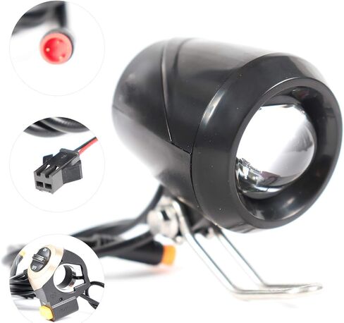 Ebikeling - مصباح أمامي للدراجة الكهربائية مقاوم للماء مع قرن لأضواء الدراجات الإلكترونية للدراجات الكهربائية، ملحقات الدراجة، لا يتطلب أداة in Kuwait