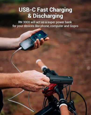 مصابيح أمامية للدراجة Magicshine RN3000 3000 لومن USB-C قابلة لإعادة الشحن LED للدراجة الأمامية عالية السطوع 62 ساعة، مصباح أمامي IPX6 مقاوم للماء MTB in Kuwait