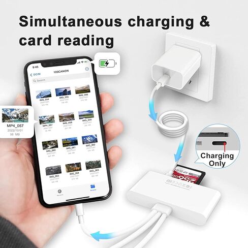 [Apple MFi Certified] iPhone SD Card Reader, 4 in 1 Cameras SD Reader with Dual Slot for MicroSD/TF, Photography Memory Card Trail Game Camera Viewer Adapter, Plug and Play for iPhone/iPad/iMac/DJI in Kuwait