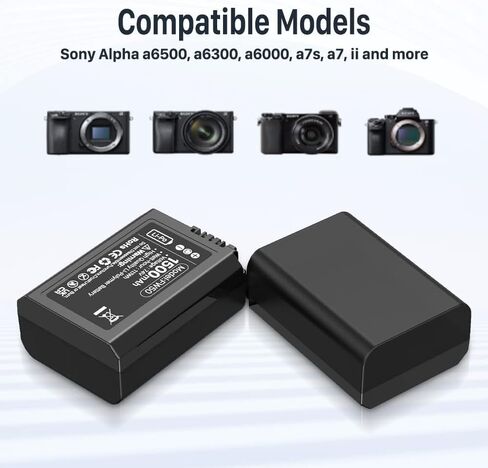 بطارية SHENMZ NP-FW50 قابلة لإعادة الشحن لكاميرا Sony Alpha a6500، a6300، a6000، a7s، a7، a7s ii، a7s، a5100، a5000، a7r، a7 ii إلخ بطارية بديلة للكاميرا الرقمية، عبوتان in Kuwait