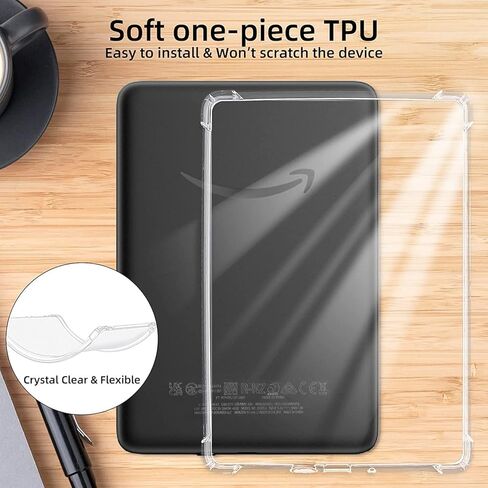 حافظة COO شفافة لجهاز Kindle 11th Generation 2022 الجديد كليًا مقاس 6 بوصات (الموديل: C2V2L3) غطاء خلفي من مادة TPU، غطاء ممتص للصدمات من جلد TPU الشفاف الناعم المرن للغاية لإصدار Kindle 11th Generation-2022 in Kuwait