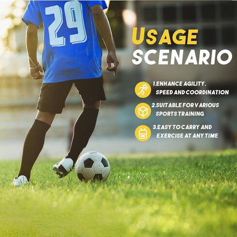 سلم تدريب الرشاقة معدات التدريب على السرعة لكرة القدم، 2 في 1 قابل للتعديل لتدريب حواجز الرشاقة لتمارين كرة القدم والتدريب على حركة القدم مع سلم رشاقة واحد و12 مخروطًا وحقيبة حمل واحدة in Kuwait