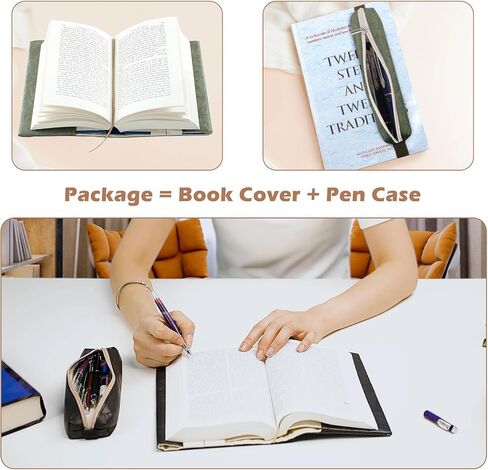 Book Cover-Bible Cover for Women, Men- Book Sleeve for Book Lovers-Paperback Book Protector & Hardcovers-Book Pouch with Pen Bag, Pencil Case for Bible Accessories Bible Gift Patent Pending in Kuwait