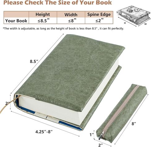 Book Cover-Bible Cover for Women, Men- Book Sleeve for Book Lovers-Paperback Book Protector & Hardcovers-Book Pouch with Pen Bag, Pencil Case for Bible Accessories Bible Gift Patent Pending in Kuwait