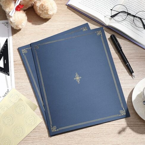 Panelee 60 Pcs Black Certificate Holders with Gold Foil Border Diploma Holder Diploma Cover Certificate Folders Certificate Covers for Letter Size 8.5 x 11 Cardstock Document Graduation Certificates in Saudi Arabia