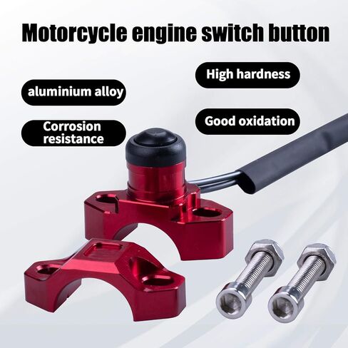 CNC Universal Motorcycle Engine Stop Start Kill Switch Button with Mounting Backplate Compatible with Honda CR125 CRF250 CRF450 XR250 - Red in Kuwait
