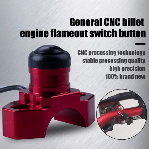 CNC Universal Motorcycle Engine Stop Start Kill Switch Button with Mounting Backplate Compatible with Honda CR125 CRF250 CRF450 XR250 - Red in Kuwait