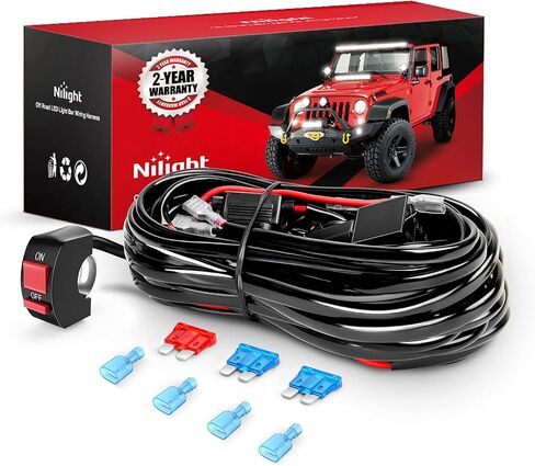 nilight أدى ضوء شريط الأسلاك تسخير عدة دراجة نارية المقود التبديل 16awg 2 يؤدي 12 فولت على قبالة زر التبديل للدراجات النارية atv utv أضواء القيادة 7/8 بوصة، 2 سنة الضمان in Saudi Arabia
