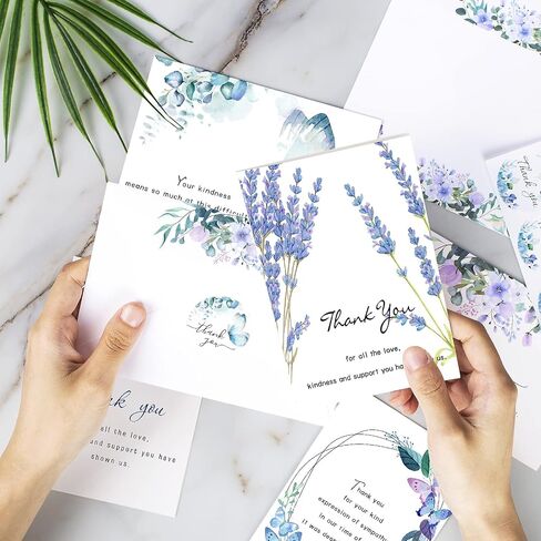 Hunanyume 50 Pack Funeral Thank You Cards with Envelopes, Stickers & Message Inside, 4×6 in Watercolor Flowers Butterflies Bereavement Sympathy Thank You Cards for Funeral Family Friends Loved Ones in Saudi Arabia