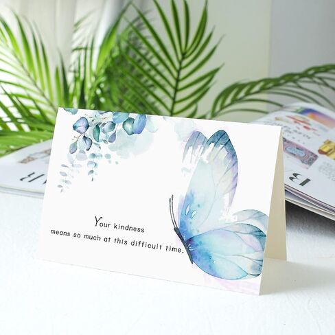 Hunanyume 50 Pack Funeral Thank You Cards with Envelopes, Stickers & Message Inside, 4×6 in Watercolor Flowers Butterflies Bereavement Sympathy Thank You Cards for Funeral Family Friends Loved Ones in Saudi Arabia