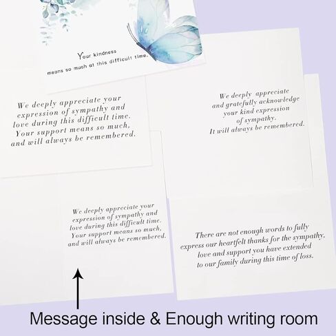 Hunanyume 50 Pack Funeral Thank You Cards with Envelopes, Stickers & Message Inside, 4×6 in Watercolor Flowers Butterflies Bereavement Sympathy Thank You Cards for Funeral Family Friends Loved Ones in Saudi Arabia