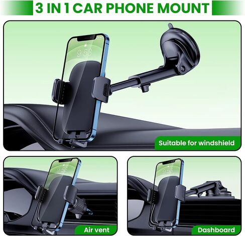 Auto Pro Detroit Car Phone Holder Mount Phone Mount for Car Windshield Dashboard Air Vent Universal Hands Free Automobile Cell Phone Holder Fit iPhone,Google,Huawei, Nokia Other Smartphones in Saudi Arabia