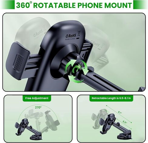 Auto Pro Detroit Car Phone Holder Mount Phone Mount for Car Windshield Dashboard Air Vent Universal Hands Free Automobile Cell Phone Holder Fit iPhone,Google,Huawei, Nokia Other Smartphones in Saudi Arabia