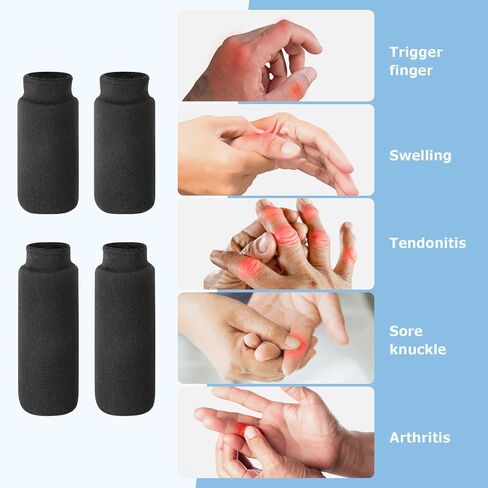 Helthrelife Finger Ice Sleeves 4 Ice Packs for Fingers, Thumbs & Toes Hot Cold Therapy for Arthritis, Tendinitis, Trigger Finger and Swollen Finger-Black in Kuwait