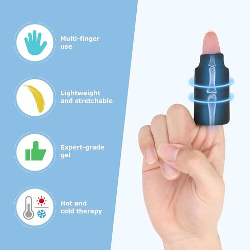 Helthrelife Finger Ice Sleeves 4 Ice Packs for Fingers, Thumbs & Toes Hot Cold Therapy for Arthritis, Tendinitis, Trigger Finger and Swollen Finger-Black in Kuwait